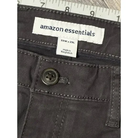 Amazon Essentials Men’s Chino Pants Gray Athletic Fit Stretch 33W x 29L - Picture 3 of 6